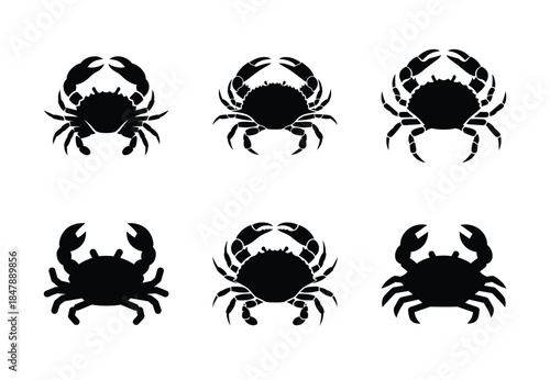 set of food crab silhouette icon vector illustration isolated on white background