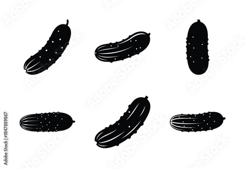 set of food cucumber silhouette icon vector illustration isolated on white background