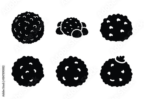 set of food falafel silhouette icon vector illustration isolated on white background