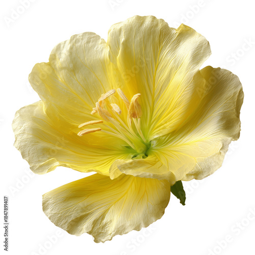 Bright Yellow Flower in Bloom With Visible Petals and Stamen in Natural Light
