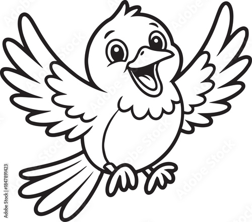 cartoon bird flying with open beak