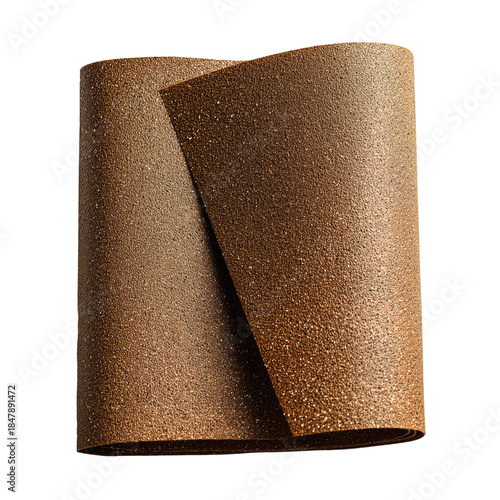 Cork Sheet Rolled up Showing Texture and Material in a Workshop Setting Durin...