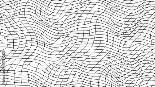 Abstract, wavy grid pattern creates a sense of fluid motion and distorted reality