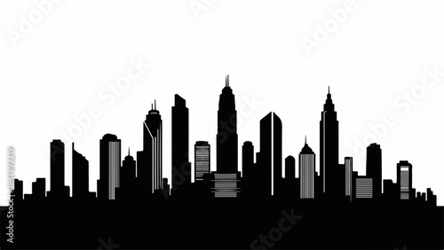 Modern city skyline silhouette at dusk, representing urban growth and development
