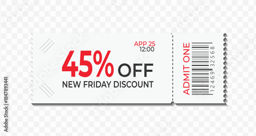 Premium discount  ticket layout isolated admit access pass printable paper token design
