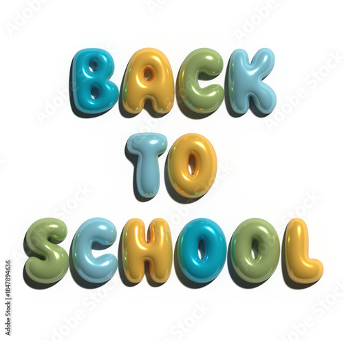 3d Back to school 3d colorful for t-shirt design symbol made of many spheres showing the illustration or business text sign