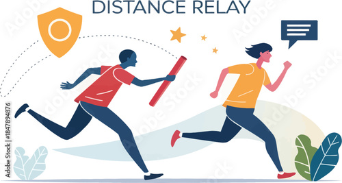 Distance Relay Icon Vector With Bold Minimal Lines