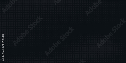 Elegant Dark black background with a subtle halftone pattern. The black background has a sleek, textured style, enhancing depth and elegance. Modern Minimal black abstract vector background