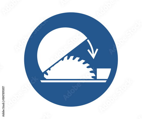 ISO 7010 M031 Use table saw adjustable guard sign. Obligation sign pictogram vector design and illustration.


