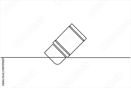 Rubber eraser continuous one line art drawing of design, Eraser line art minimalist outline vector illustration
