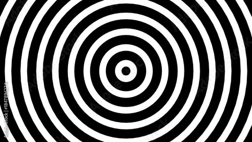 Black and White Concentric Circles Optical Illusion Abstract Background