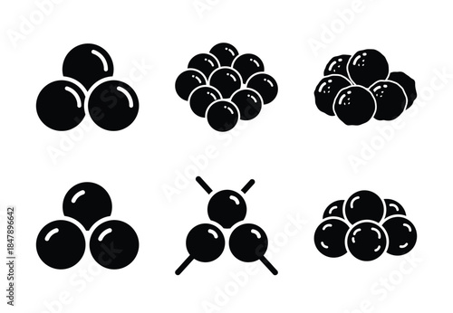 set of food meatballs silhouette icon vector illustration isolated on white background