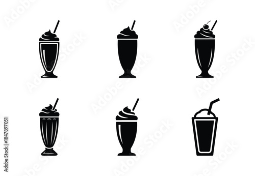 Wallpaper Mural set of food milkshake silhouette icon vector illustration isolated on white background Torontodigital.ca