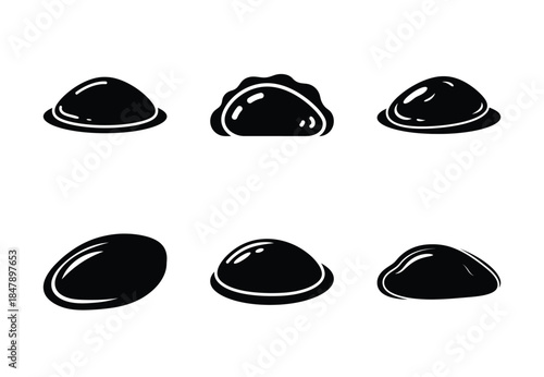 set of food omelet silhouette icon vector illustration isolated on white background