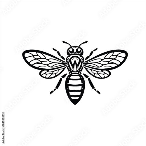 BEES VECTOR ART LOGO DESIGN BLACK AND WHITE