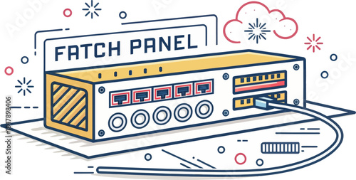 Fiber Patch Panel Icon Vector Flat Design