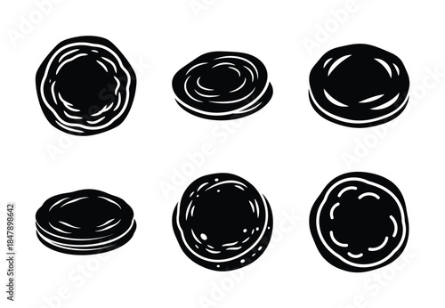 set of food paratha silhouette icon vector illustration isolated on white background