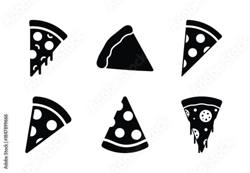 set of food pizza slice silhouette icon vector illustration isolated on white background