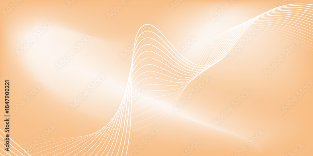 Fototapeta premium Minimal Abstract Orange Gradient Background with White Wave Lines. Modern Wavy Line Background in Warm Gradient Tone.Minimal Abstract Orange Gradient Background with White Wave Lines. Modern Wavy Line