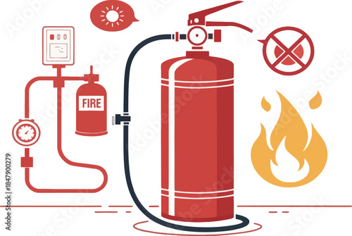 Fire Suppression System Icon Flat Design Minimal Bold