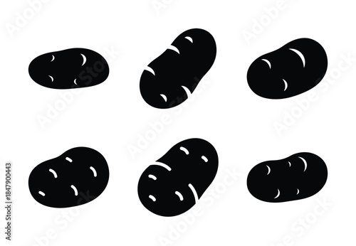 set of food potato silhouette icon vector illustration isolated on white background