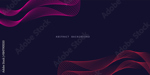 Abstract red wave line pattern on dark blue background. Futuristic technology concept. Suit for banner, poster, cover, brochure, flyer, website