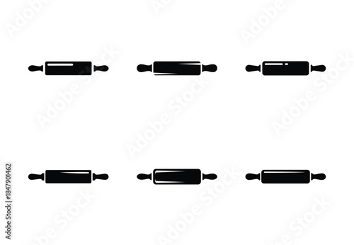 set of food rolling pin silhouette icon vector illustration isolated on white background