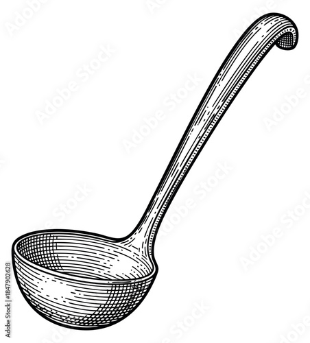 Vintage ladle illustration hand drawn sketch