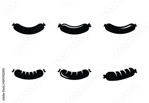 set of food sausage silhouette icon vector illustration isolated on white background