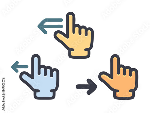 Direction Hand Icons   Pointing Up  Down  Left  Ri