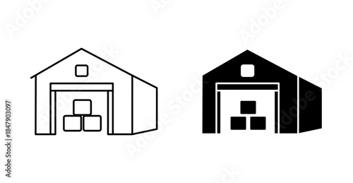 Warehouse Storage Building Icon for Logistics and Inventory Management