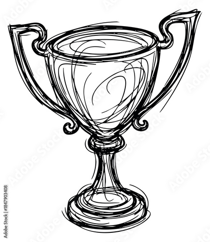 Simple trophy cup illustration hand drawn sketch
