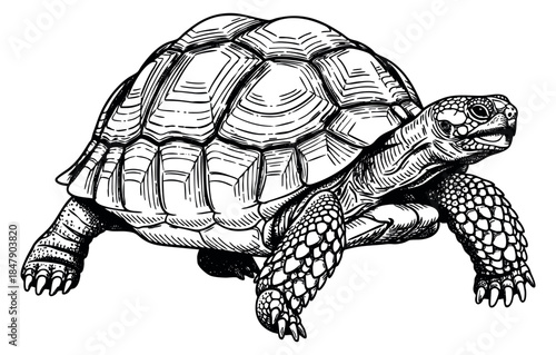 Tortoise illustration hand drawn sketch