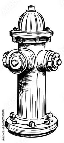 Fire hydrant icon hand drawn outline illustration