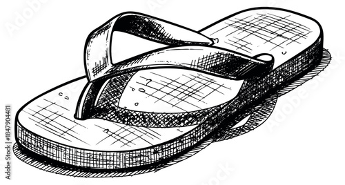 Simple flip flop sandal icon hand drawn sketch