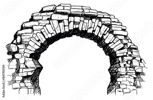 Hand drawn stone arch illustration
