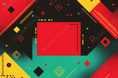 Abstract geometric background in red, yellow, and teal colors  