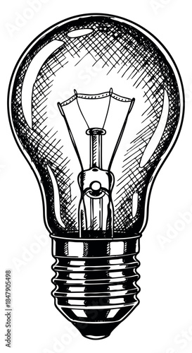 Vintage light bulb illustration hand drawn sketch