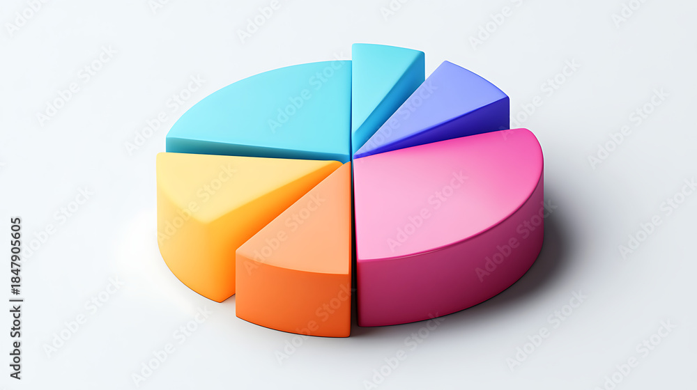 Obraz premium 2D Isometric Icon of a Pie Chart with Business Data