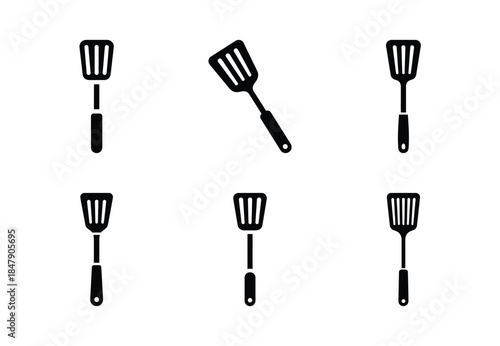 set of food spatula silhouette icon vector illustration isolated on white background