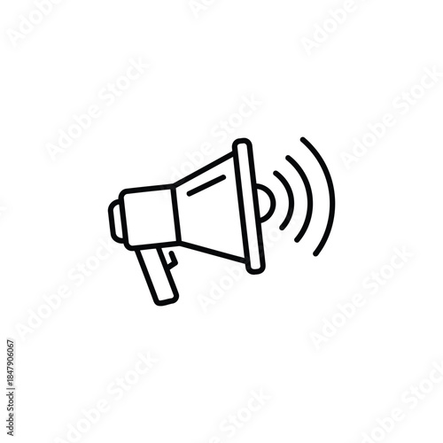 Illustration of a megaphone with sound waves, symbolizing announcements and communication