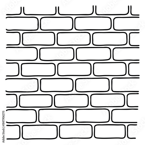 Simple brick wall pattern icon set with rectangular bricks black and white line art