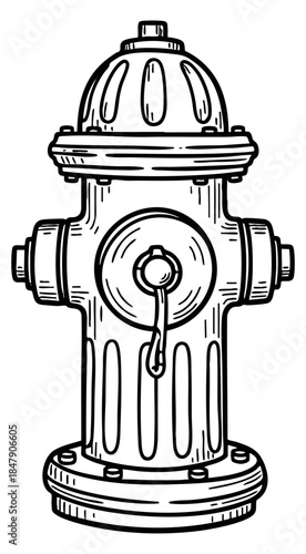 Fire hydrant icon hand drawn outline illustration