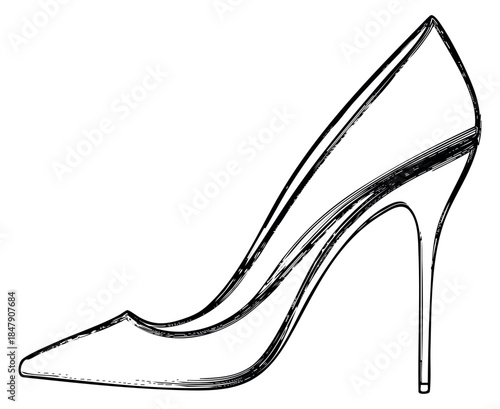 Hand drawn high heel shoe illustration