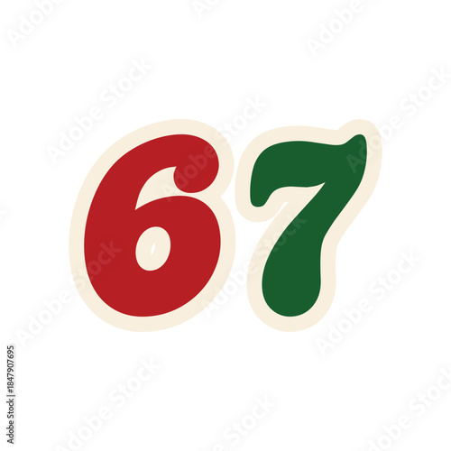 Modern Fonts Merry Christmas 67 Number Vector Logo PNG | Six Seven Santa Hat Design | High-Resolution Transparent 67 Christmas Illustration for Stickers, Mugs & Printables