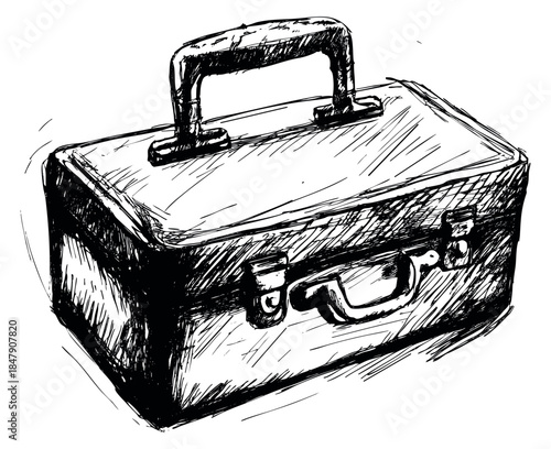 Vintage toolbox hand drawn sketch
