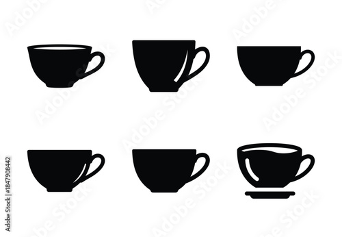 set of food tea cup silhouette icon vector illustration isolated on white background