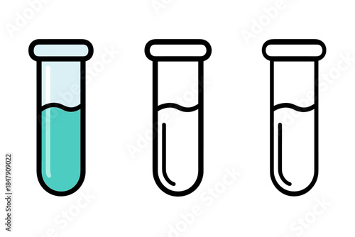 Three laboratory test tubes with liquid levels in minimalist design