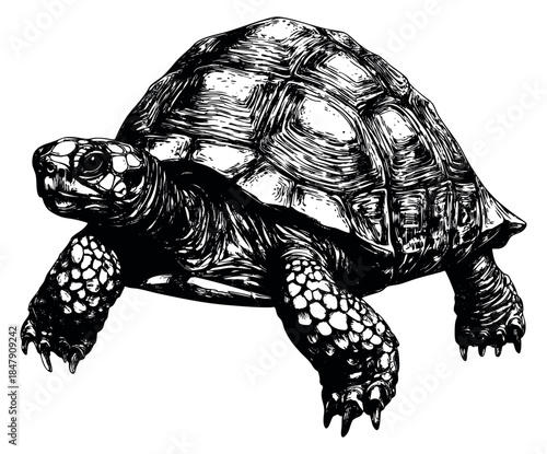 Tortoise illustration hand drawn outline illustration