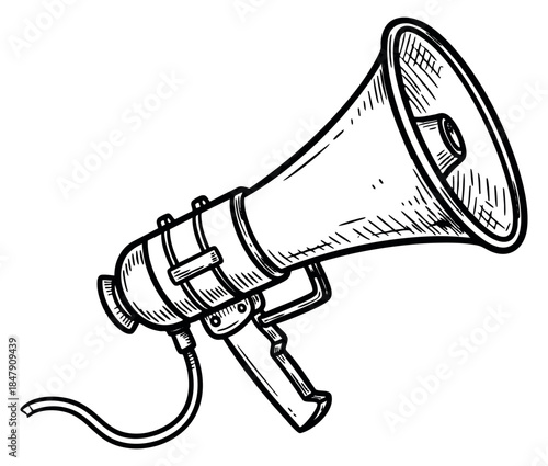 Megaphone illustration hand drawn outline illustration